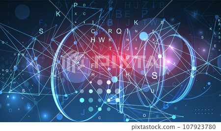 Abstract swirling  lines with plexus effect. Futuristic geometric composition. 107923780