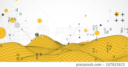 The abstract wave is made in a frame style. Template for science and technology presentation. 107923815