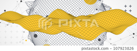 Sphere theme with connected lines in technology style background. Wireframe illustration. Abstract 3d grid design. Sphere theme with connected lines in technology style background. Wireframe illustration. Abstract 3d grid design. 107923826