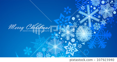 Festive Christmas background design. Different types of snowflakes. Vector 107923940