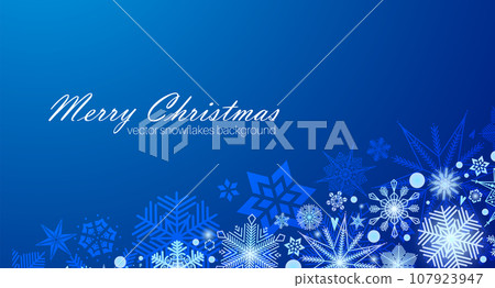 Festive Christmas background design. Different types of snowflakes. Vector 107923947