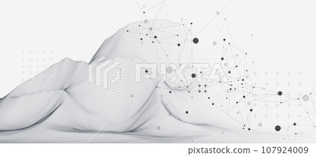 Abstract wireframe mountain background. Modern science or technology art elements. 107924009