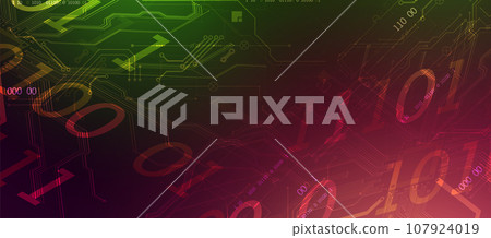 Abstract background on technological and scientific topics. Various techno details with using digital code. 107924019