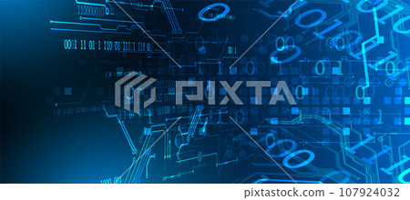 Abstract background on technological and scientific topics. Various techno details with using digital code. 107924032
