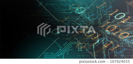 Abstract background on technological and scientific topics. Various techno details with using digital code. Abstract background on technological and scientific topics. Various techno details with using digital code. 107924035