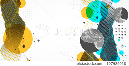 The abstract wave is made in a frame style. Halftone Template for science and technology presentation. 107924038