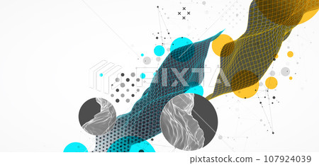 The abstract wave is made in a frame style. Halftone Template for science and technology presentation. The abstract wave is made in a frame style. Halftone Template for science and technology presentation. 107924039