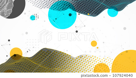 The abstract wave is made in a frame style. Halftone Template for science and technology presentation. The abstract wave is made in a frame style. Halftone Template for science and technology presentation. 107924040