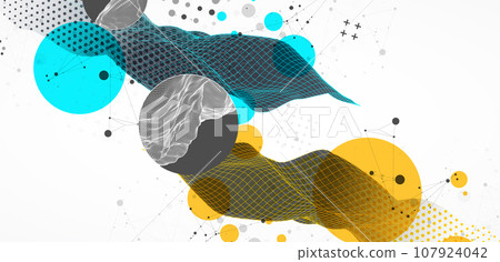 The abstract wave is made in a frame style. Halftone Template for science and technology presentation. The abstract wave is made in a frame style. Halftone Template for science and technology presentation. 107924042
