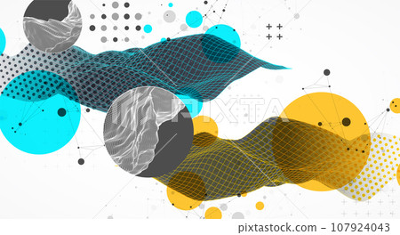The abstract wave is made in a frame style. Halftone Template for science and technology presentation. The abstract wave is made in a frame style. Halftone Template for science and technology presentation. 107924043