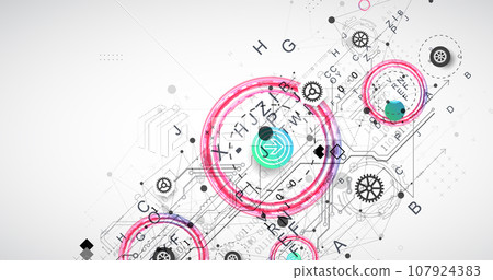 Abstract technology concept. Circuit board, color background. 107924383