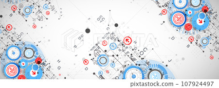 Abstract technology concept. Circuit board, color background. Vector illustration. Abstract technology concept. Circuit board, color background. Vector illustration. 107924497