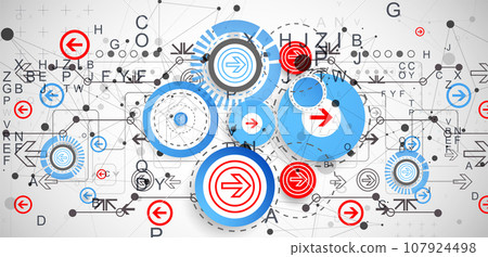 Abstract technology concept. Circuit board, color background. Vector illustration. Abstract technology concept. Circuit board, color background. Vector illustration. 107924498