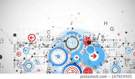 Abstract technology concept. Circuit board, color background. Vector illustration. 107924505