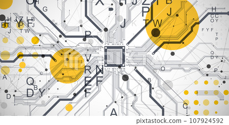 Abstract background on technological and scientific topics. CPU concept. Vector format. 107924592