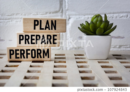 plan, prepare, perform words written on wooden blocks and vintage background plan, prepare, perform words written on wooden blocks and vintage background 107924843