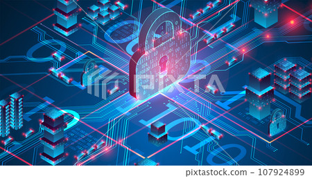 Isometric protection concept. Protect mechanism, system privacy. Isometric protection concept. Protect mechanism, system privacy. 107924899