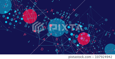 Abstract polygonal vector background with connecting dots and lines. 107924942