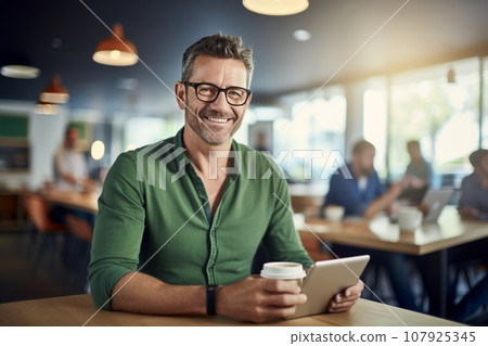 adult gray-haired man office smartphone. positive man working in office on smartphone adult gray-haired man office smartphone. positive man working in office on smartphone 107925345