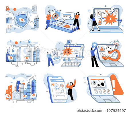Data protection. Vector illustration. Laptops are essential tools for datmanagement and protection Vector illustrations visually represent datprotection concepts Illustrations convey importance Data protection. Vector illustration. Laptops are essential tools for datmanagement and protection Vector illustrations visually represent datprotection concepts Illustrations convey importance 107925697
