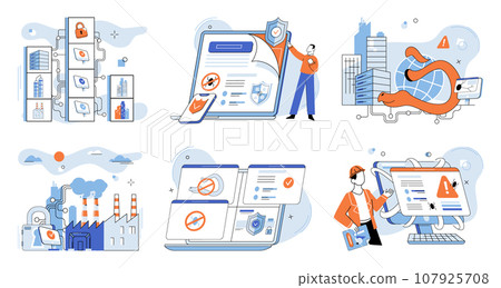 Information privacy. Vector illustration. Safeguarding access to sensitive information is crucial for maintaining privacy Cyber security systems defend networks and systems from unauthorized access Information privacy. Vector illustration. Safeguarding access to sensitive information is crucial for maintaining privacy Cyber security systems defend networks and systems from unauthorized access 107925708