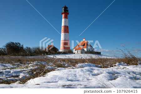 Lighthouse of Westerhever, North Frisia, Germany 107926415