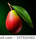 Whole mango with leaf isolated on a dark background. Fresh mango tropical fruit. 107926960