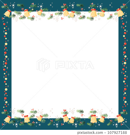Fir tree and Christmas bell frame (frame square) 107927188