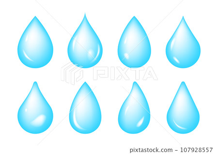 High-quality water shape, blue water droplets, transparent raindrops vector icon illustration material 107928557