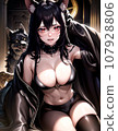 Card game style fantasy illustration female dog person AI generated 107928806