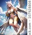 Card game style fantasy illustration female bird person AI generated 107928808