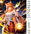 Card game style fantasy illustration female fox girl AI generated 107928810