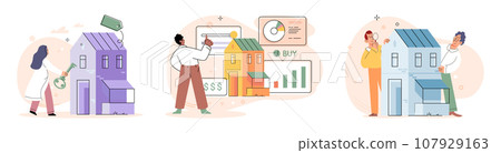 House for sale. Vector illustration The mortgage loprocess involved verifying buyers income and creditworthiness Buying residential property required thorough understanding local real estate market 107929163