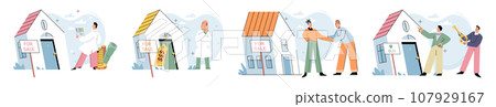 House for sale. Vector illustration The mortgage loallowed buyer to spread cost residential property over time Buying residential property involved understanding local housing market trends House for sale. Vector illustration The mortgage loallowed buyer to spread cost residential property over time Buying residential property involved understanding local housing market trends 107929167