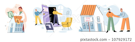 Real estate search. Vector illustration People looking for home used real estate search concept to filter their preferences Investing in house with mortgage required assessing potential rental income Real estate search. Vector illustration People looking for home used real estate search concept to filter their preferences Investing in house with mortgage required assessing potential rental income 107929172
