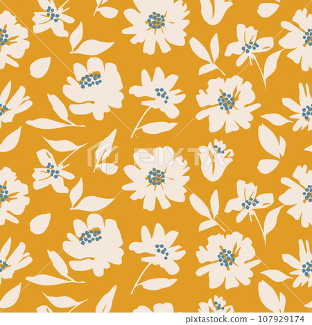 Hand drawn flowers, seamless patterns with floral for fabric, textiles, clothing, wrapping paper, cover, banner, interior decor, abstract backgrounds. vector illustration. Hand drawn flowers, seamless patterns with floral for fabric, textiles, clothing, wrapping paper, cover, banner, interior decor, abstract backgrounds. vector illustration. 107929174