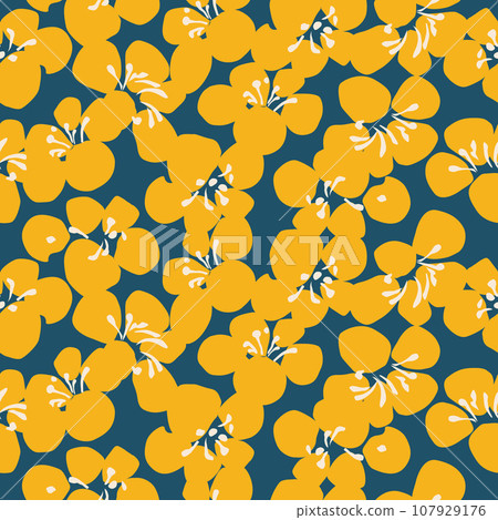 Hand drawn flowers, seamless patterns with floral for fabric, textiles, clothing, wrapping paper, cover, banner, interior decor, abstract backgrounds. vector illustration. 107929176