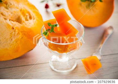 Prepared sweet pumpkin marmalade. Autumn recipes. 107929636