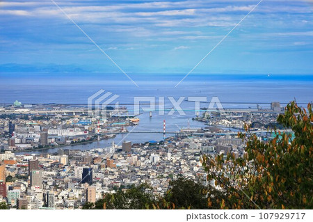 從眉山公園看到的新町河口和德島南部高速公路新町河大橋 從眉山公園看到的新町河口和德島南部高速公路新町河大橋 107929717
