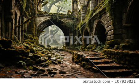 Castle in Scotland in cloudy day with dramatic light Castle in Scotland in cloudy day with dramatic light 107929821