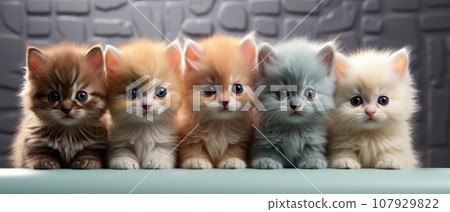 Group of five little kittens 107929822