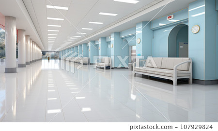 Modern interior science laboratory or factory background with lighting in monotone Modern interior science laboratory or factory background with lighting in monotone 107929824