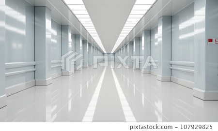 Modern interior science laboratory or factory background with lighting in monotone 107929825