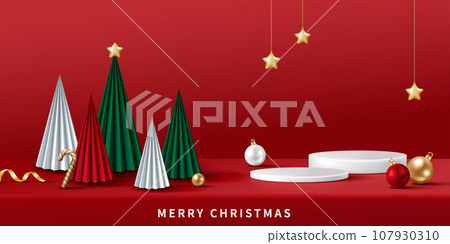 Christmas sale merchandise display stand banner vector illustration Christmas sale merchandise display stand banner vector illustration 107930310