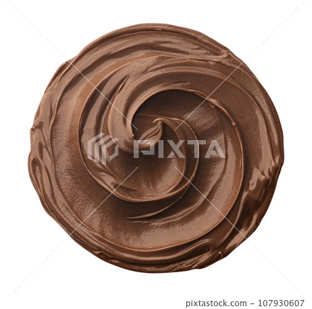 Hazelnut cream isolated on white background, top view 107930607