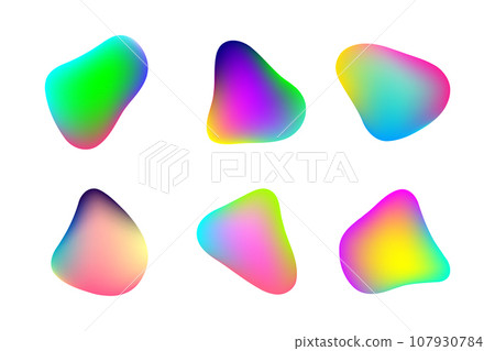 Fluid holographic or iridescent shapes. Gradient elements of various forms. abstract liquid blobs isolated vector set. Fluid holographic or iridescent shapes. Gradient elements of various forms. abstract liquid blobs isolated vector set. 107930784