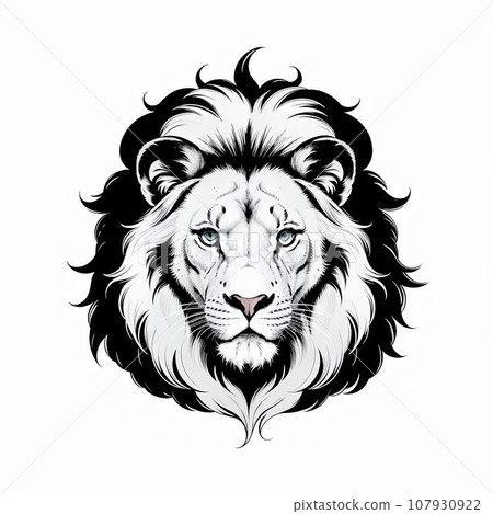 獅子的單色插圖 107930922