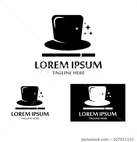 magician's hat and magic wand icon logo vector design template 107931152