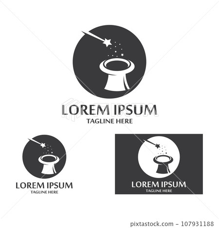 magician's hat and magic wand icon logo vector design template magician's hat and magic wand icon logo vector design template 107931188