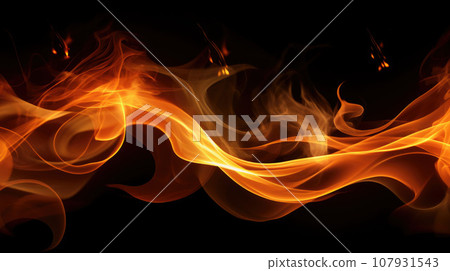 Fire flames on black background - Stock Illustration [107931543] - PIXTA